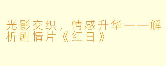 光影交织,情感升华——解析剧情片《红日》