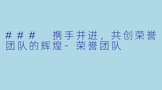 ### 携手并进，共创荣誉团队的辉煌-荣誉团队