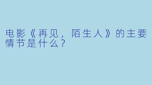 电影《再见,陌生人》的主要情节是什么?