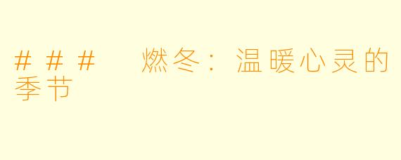 ### 燃冬：温暖心灵的季节