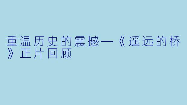 重温历史的震撼—《遥远的桥》正片回顾