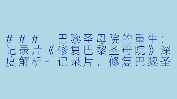 ### 巴黎圣母院的重生：记录片《修复巴黎圣母院》深度解析-记录片，修复巴黎圣母院，正片