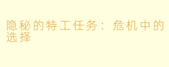 隐秘的特工任务：危机中的选择