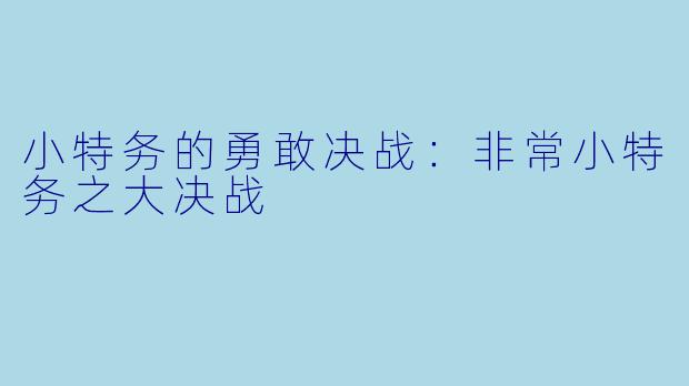 小特务的勇敢决战：非常小特务之大决战