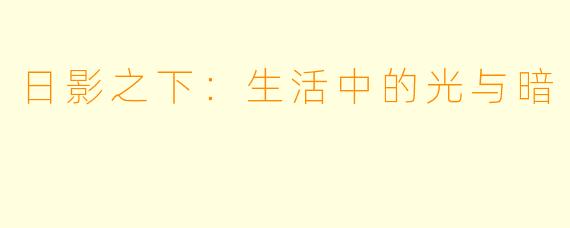 日影之下:生活中的光与暗