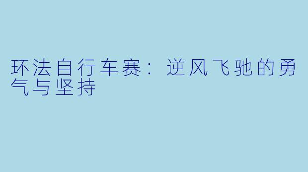 环法自行车赛:逆风飞驰的勇气与坚持