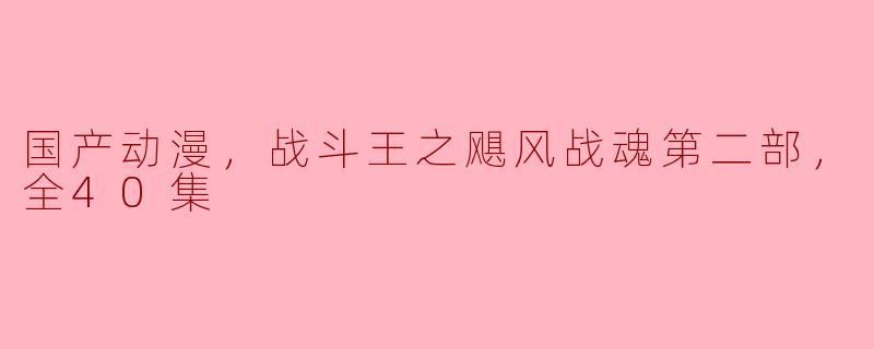 国产动漫，战斗王之飓风战魂第二部，全40集