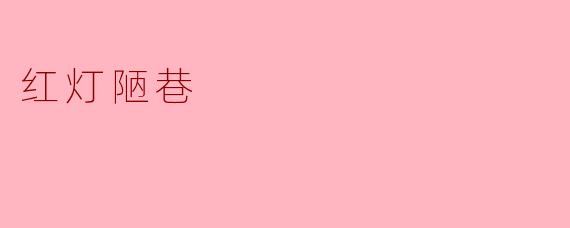 红灯陋巷的故事与反思