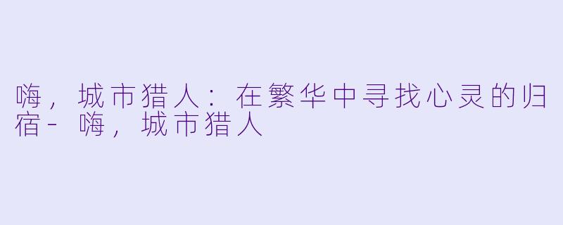 嗨,城市猎人:在繁华中寻找心灵的归宿