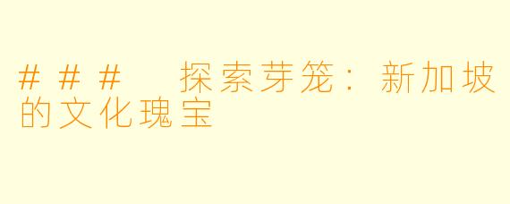 ### 探索芽笼:新加坡的文化瑰宝