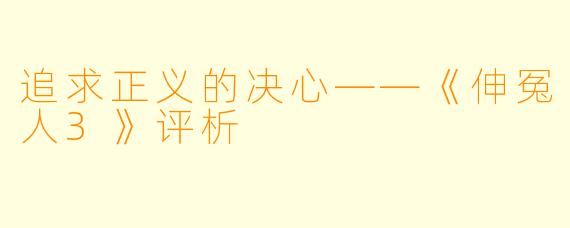 追求正义的决心——《伸冤人3》评析
