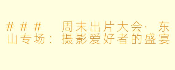 ### 周末出片大会·东山专场:摄影爱好者的盛宴