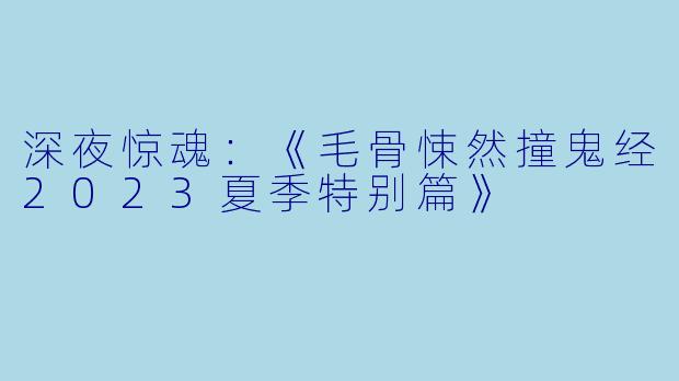 深夜惊魂:《毛骨悚然撞鬼经2023夏季特别篇》