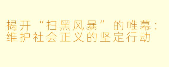 揭开“扫黑风暴”的帷幕：维护社会正义的坚定行动