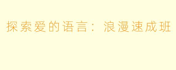 探索爱的语言：浪漫速成班