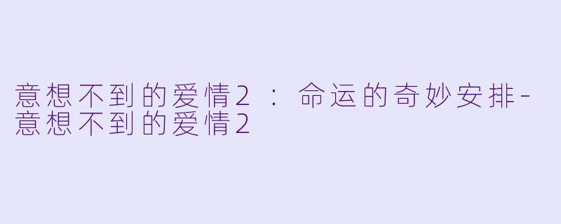 意想不到的爱情2:命运的奇妙安排