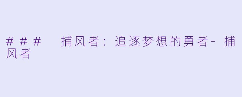 ### 捕风者：追逐梦想的勇者-捕风者
