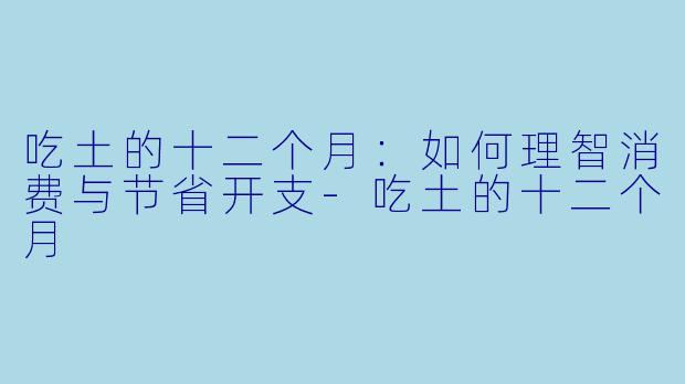 吃土的十二个月：如何理智消费与节省开支-吃土的十二个月
