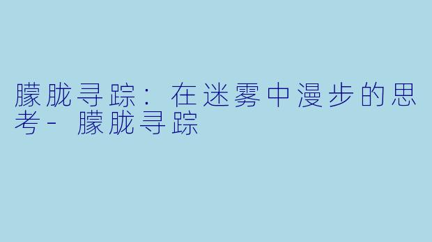 朦胧寻踪：在迷雾中漫步的思考-朦胧寻踪