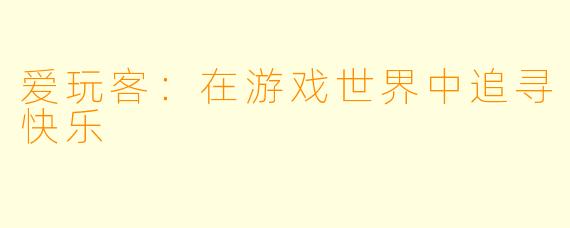 爱玩客：在游戏世界中追寻快乐