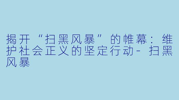 揭开“扫黑风暴”的帷幕：维护社会正义的坚定行动-扫黑风暴