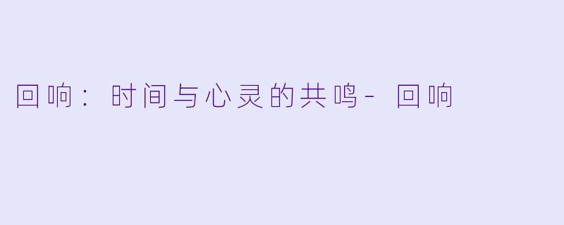 回响:时间与心灵的共鸣-回响