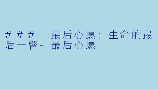 ### 最后心愿：生命的最后一瞥-最后心愿
