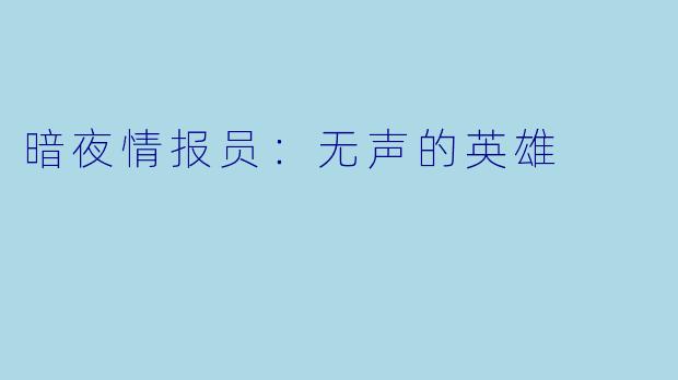 暗夜情报员：无声的英雄
