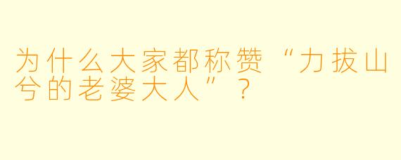 为什么大家都称赞“力拔山兮的老婆大人”？