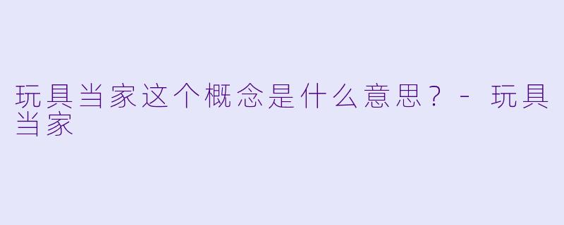 玩具当家这个概念是什么意思？