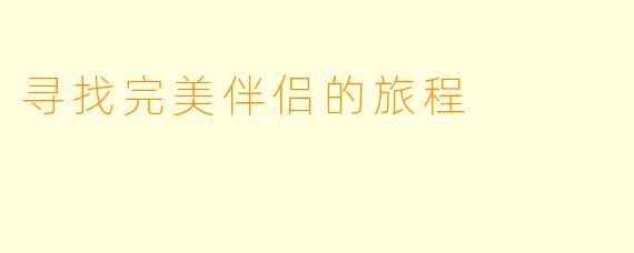 寻找完美伴侣的旅程