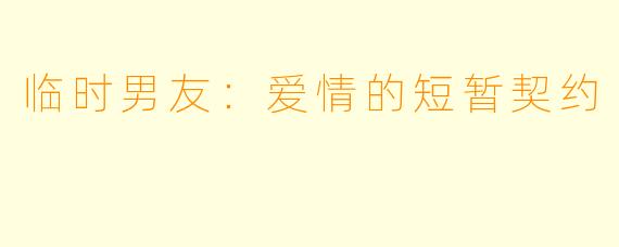 临时男友：爱情的短暂契约