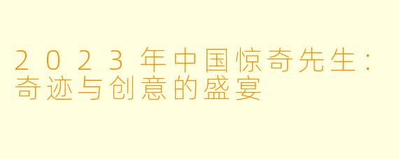 2023年中国惊奇先生：奇迹与创意的盛宴