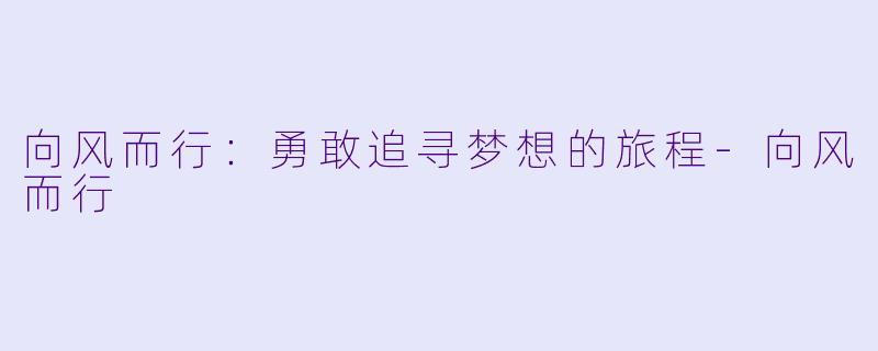 向风而行：勇敢追寻梦想的旅程-向风而行