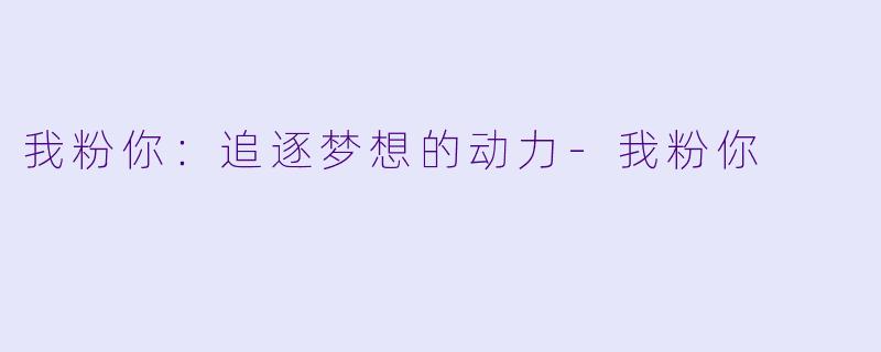 我粉你：追逐梦想的动力-我粉你
