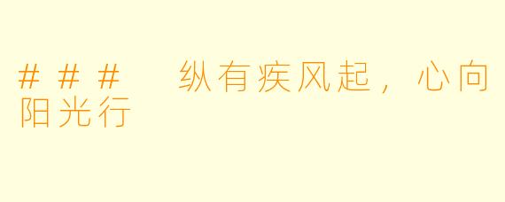 ### 纵有疾风起，心向阳光行