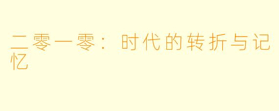 二零一零：时代的转折与记忆