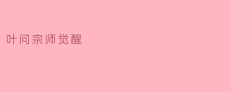 叶问宗师觉醒