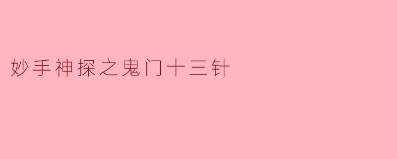 妙手神探之鬼门十三针