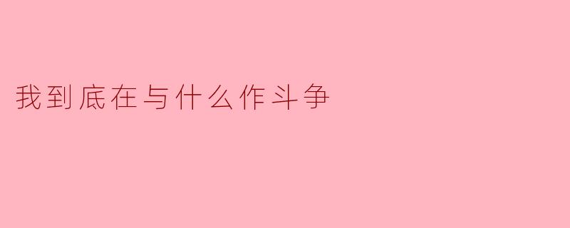 我到底在与什么作斗争？****