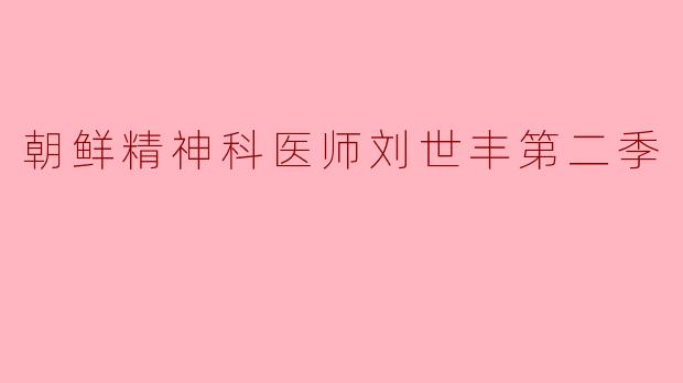 朝鲜精神科医师刘世丰第二季