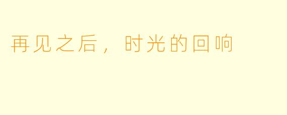 再见之后，时光的回响