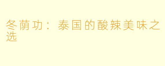 冬荫功：泰国的酸辣美味之选