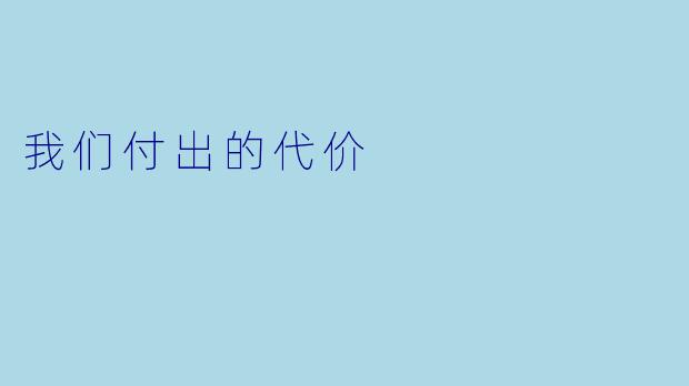 我们付出的代价