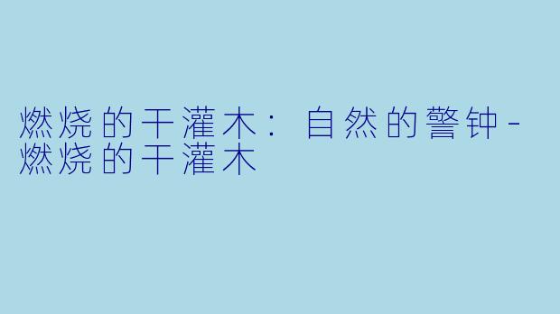 燃烧的干灌木:自然的警钟