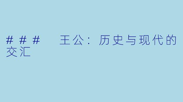 ### 王公：历史与现代的交汇