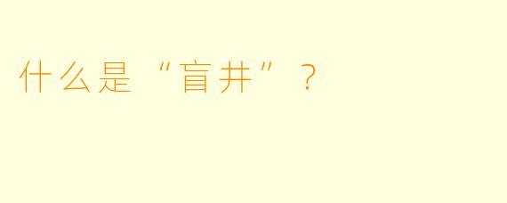 什么是“盲井”？  