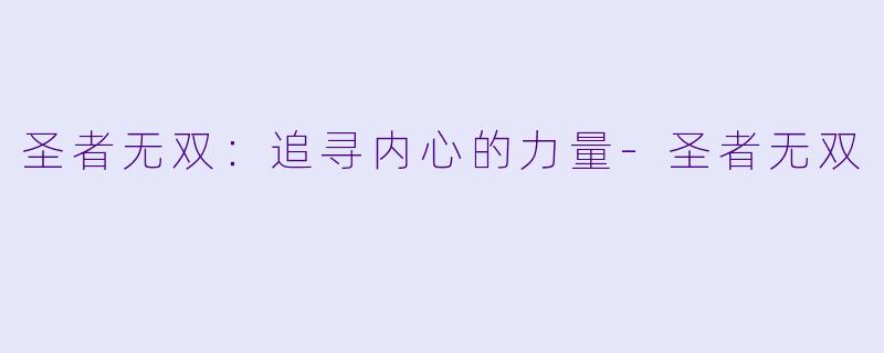圣者无双：追寻内心的力量-圣者无双