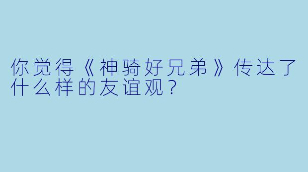 你觉得《神骑好兄弟》传达了什么样的友谊观？