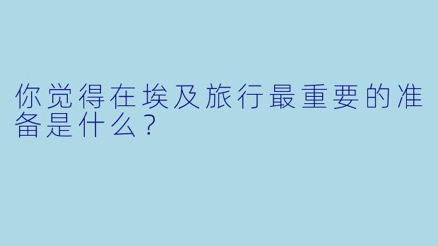 你觉得在埃及旅行最重要的准备是什么？